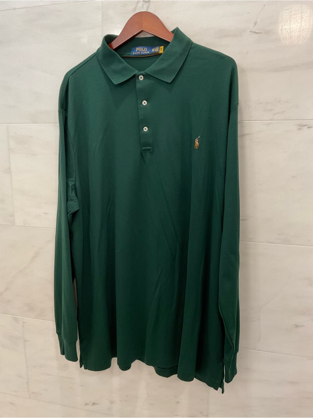 POLO Ralph Lauren GREEN Soft Touch Cotton Long Sleeve Polo Shirt 2XLT - R53